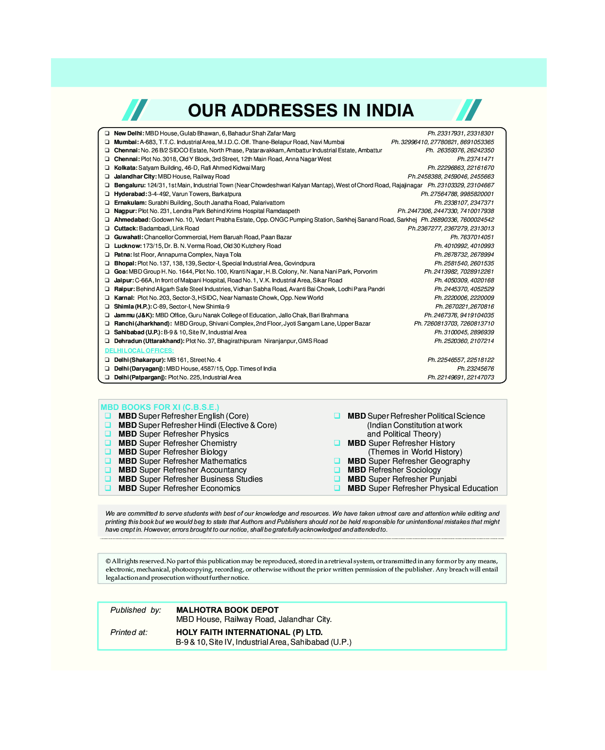 MBD Super Refresher Political Science For Class - XI - Page 3