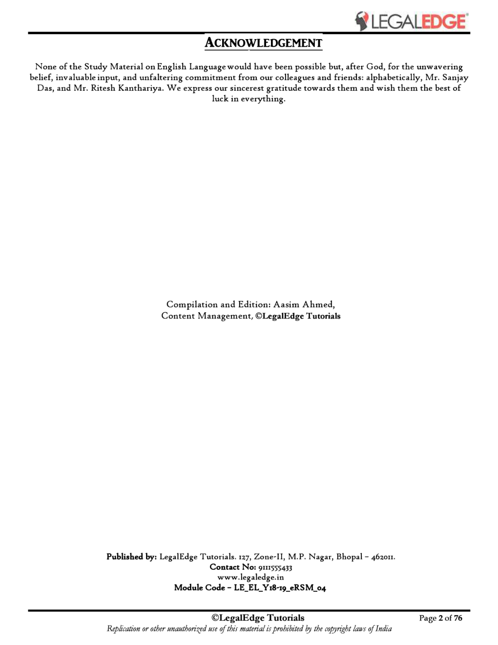 ERSM English Language 4 For CLAT 2019 - Page 3