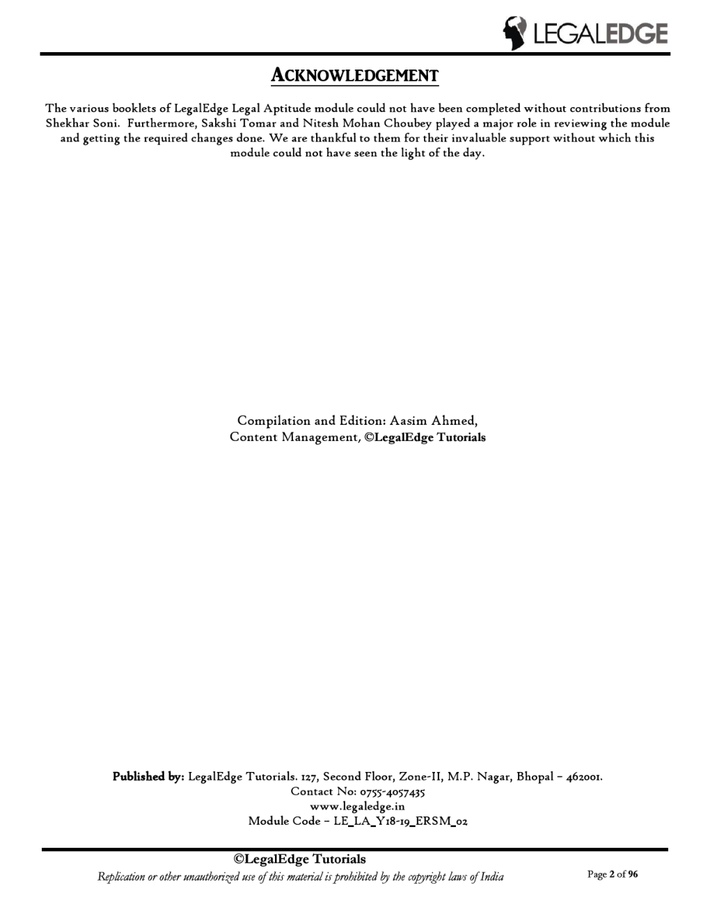 ERSM Legal Aptitude 2 For CLAT 2019 - Page 3