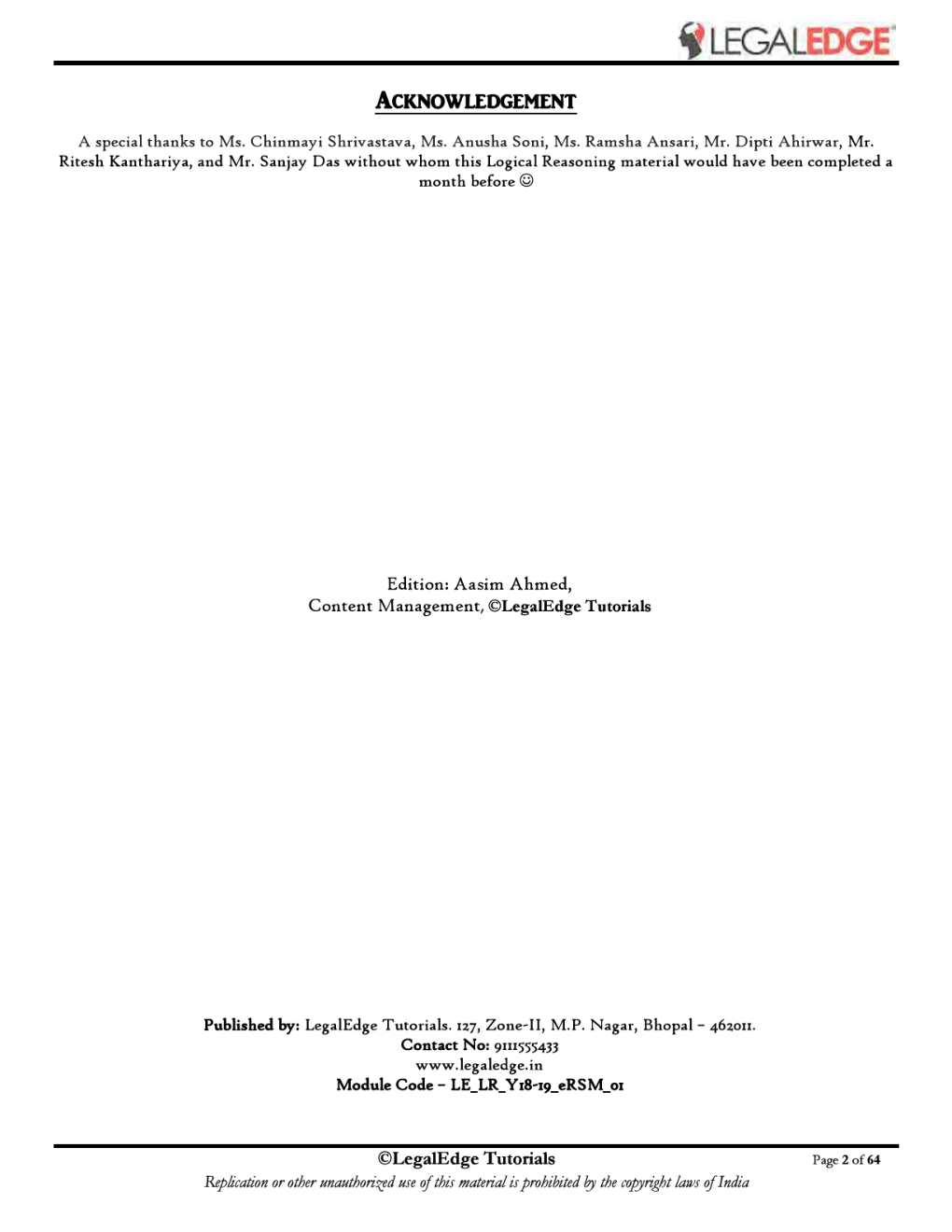 ERSM Logical Reasoning 1 For CLAT 2019 - Page 3
