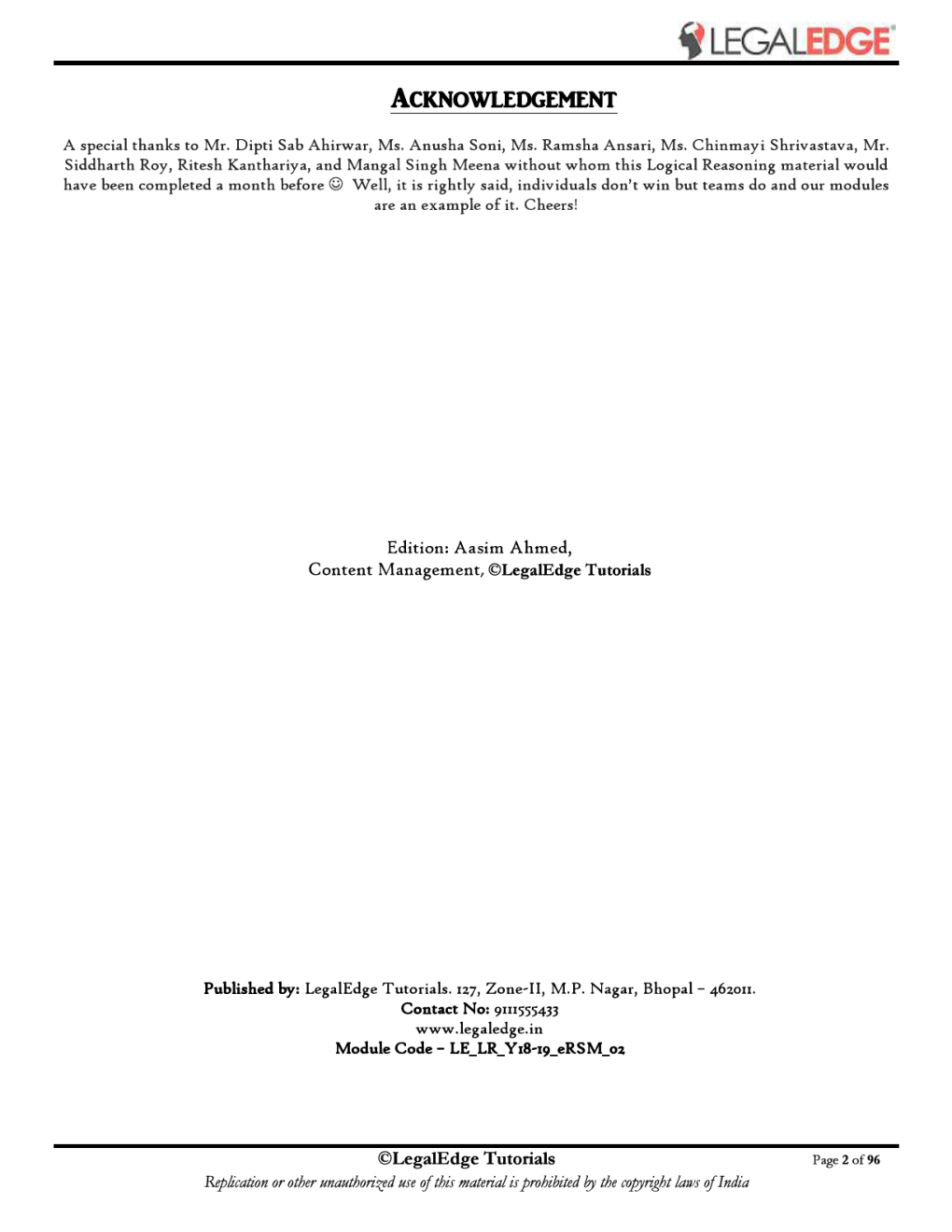 ERSM Logical Reasoning 2 For CLAT 2019 - Page 3