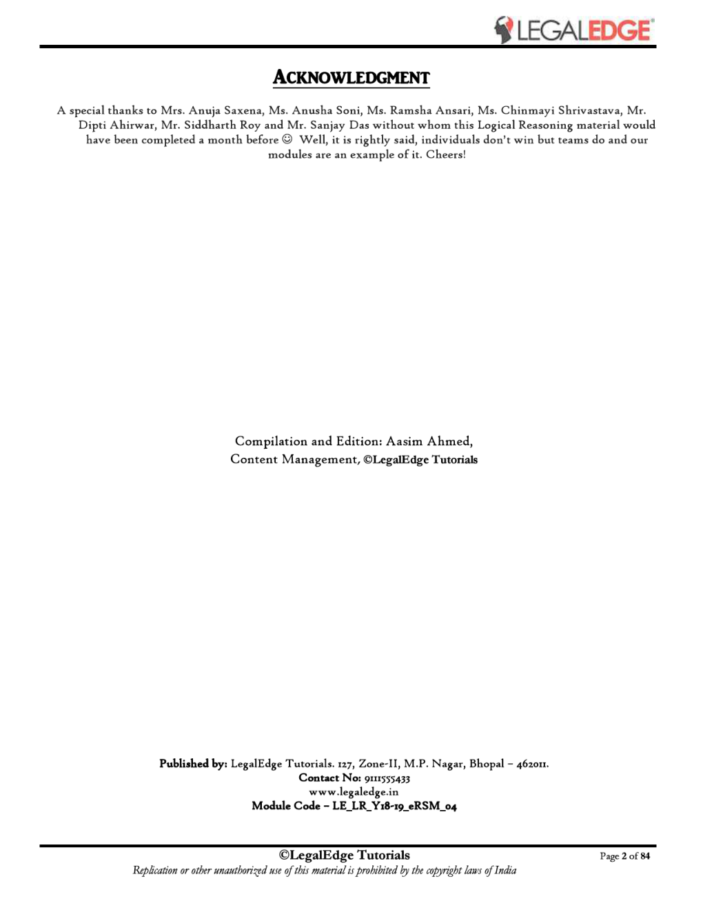 ERSM Logical Reasoning 4 For CLAT 2019 - Page 3