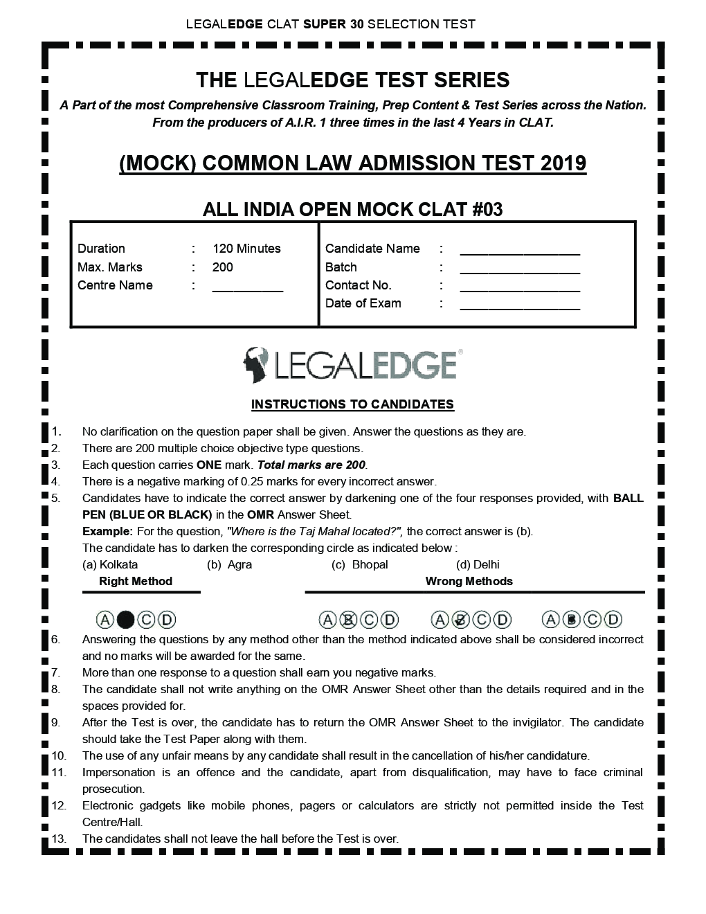 CLAT 2019 Offline Mocks 3 - Page 2