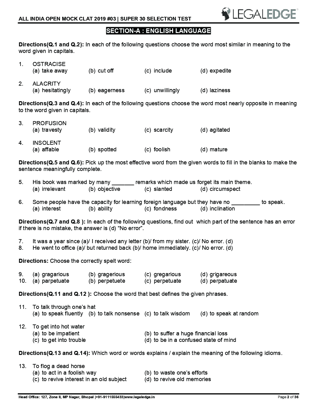CLAT 2019 Offline Mocks 3 - Page 3