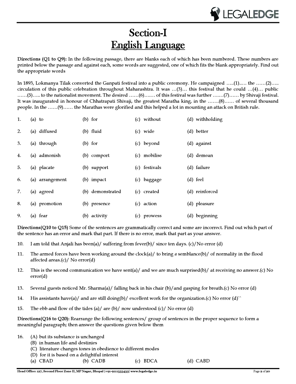 CLAT 2019 Offline Mocks 5 - Page 3