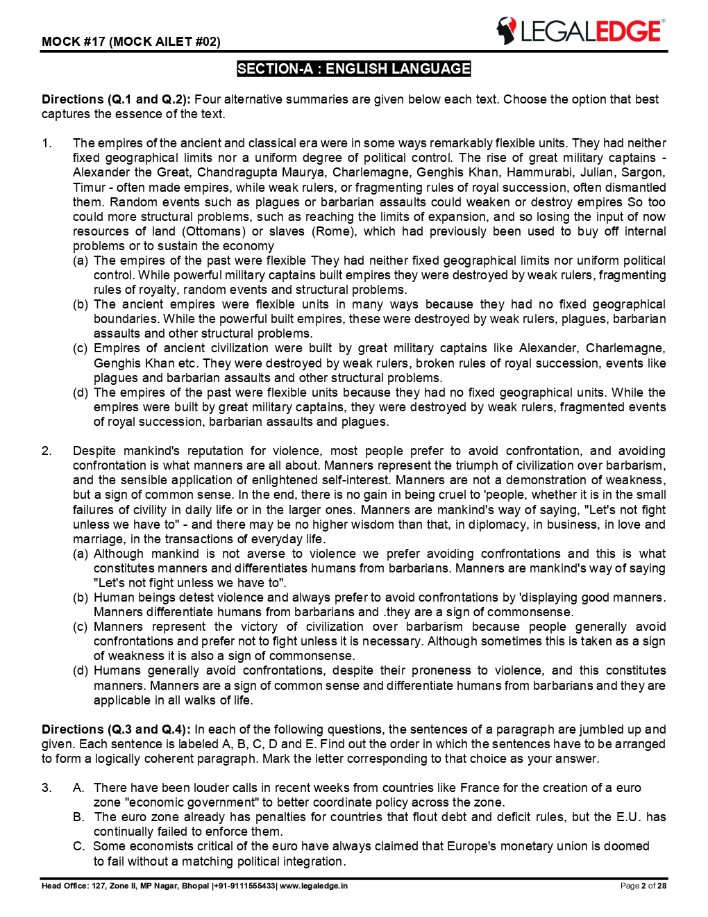 CLAT 2019 Offline Mocks 6 - Page 3