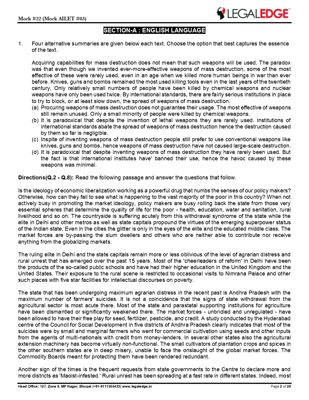 CLAT 2019 Offline Mocks 7 - Page 3