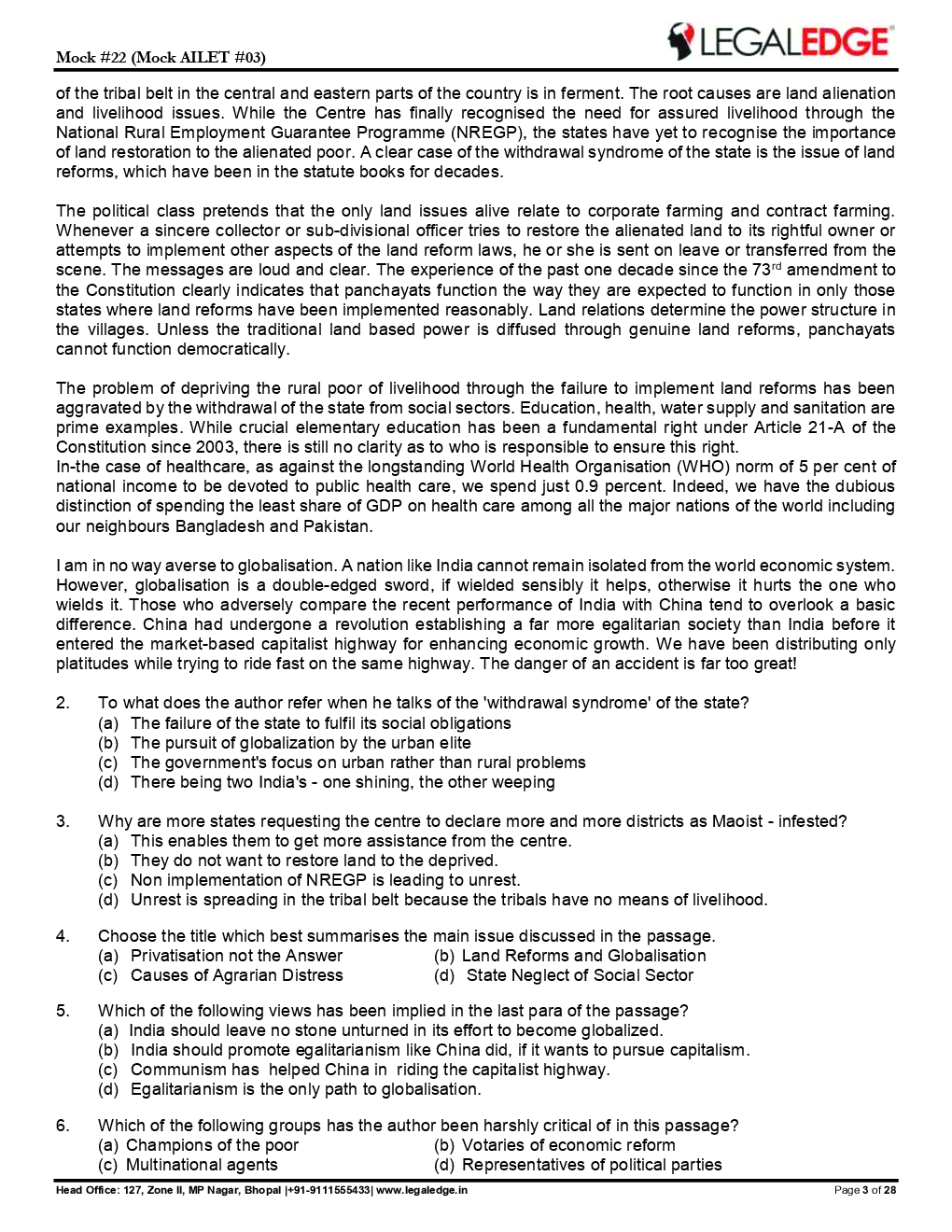 CLAT 2019 Offline Mocks 7 - Page 4