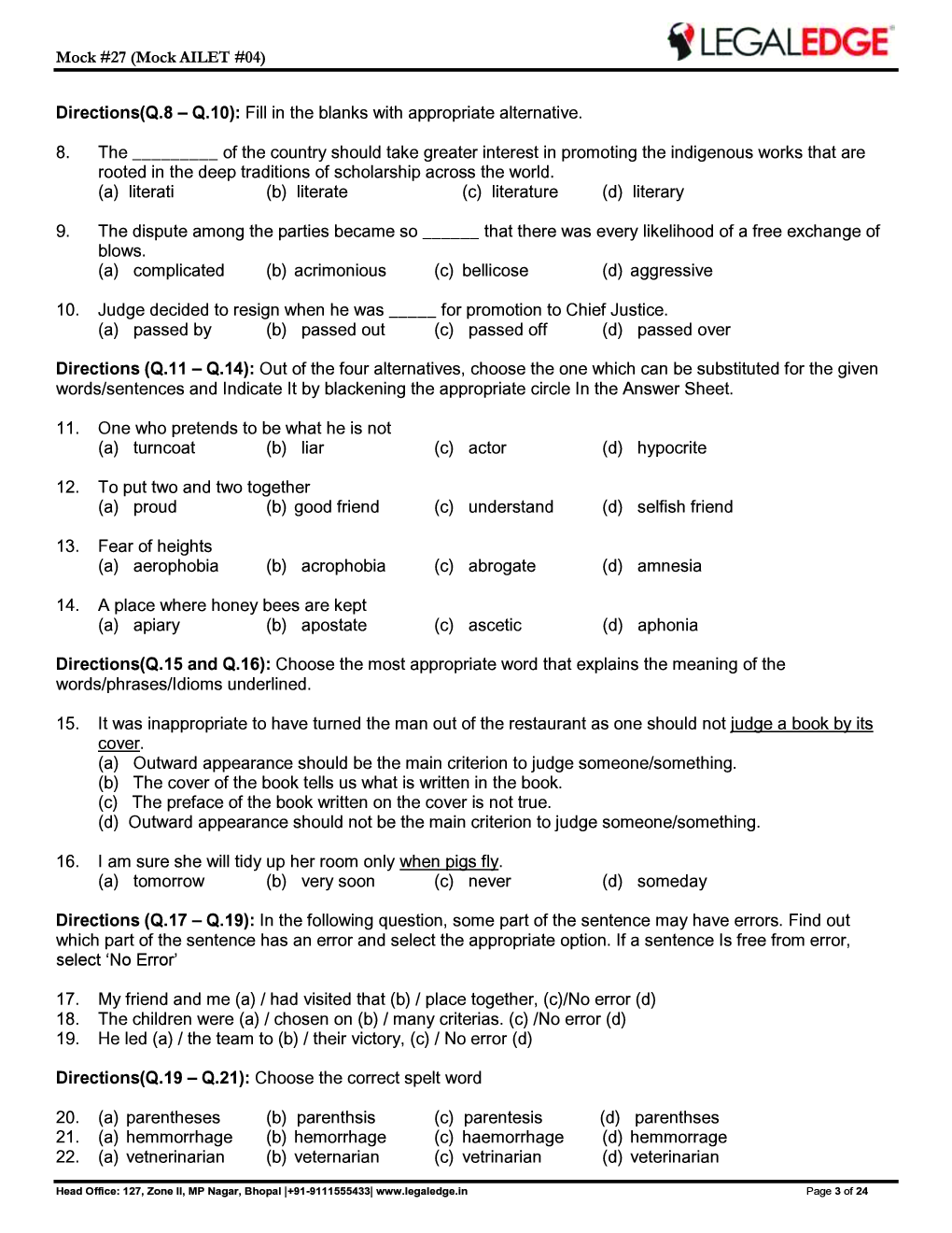 CLAT 2019 Offline Mocks 8 - Page 4