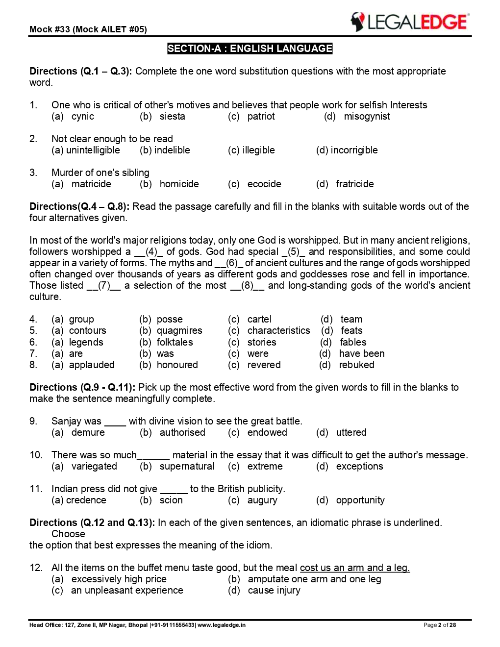 CLAT 2019 Offline Mocks 9 - Page 3