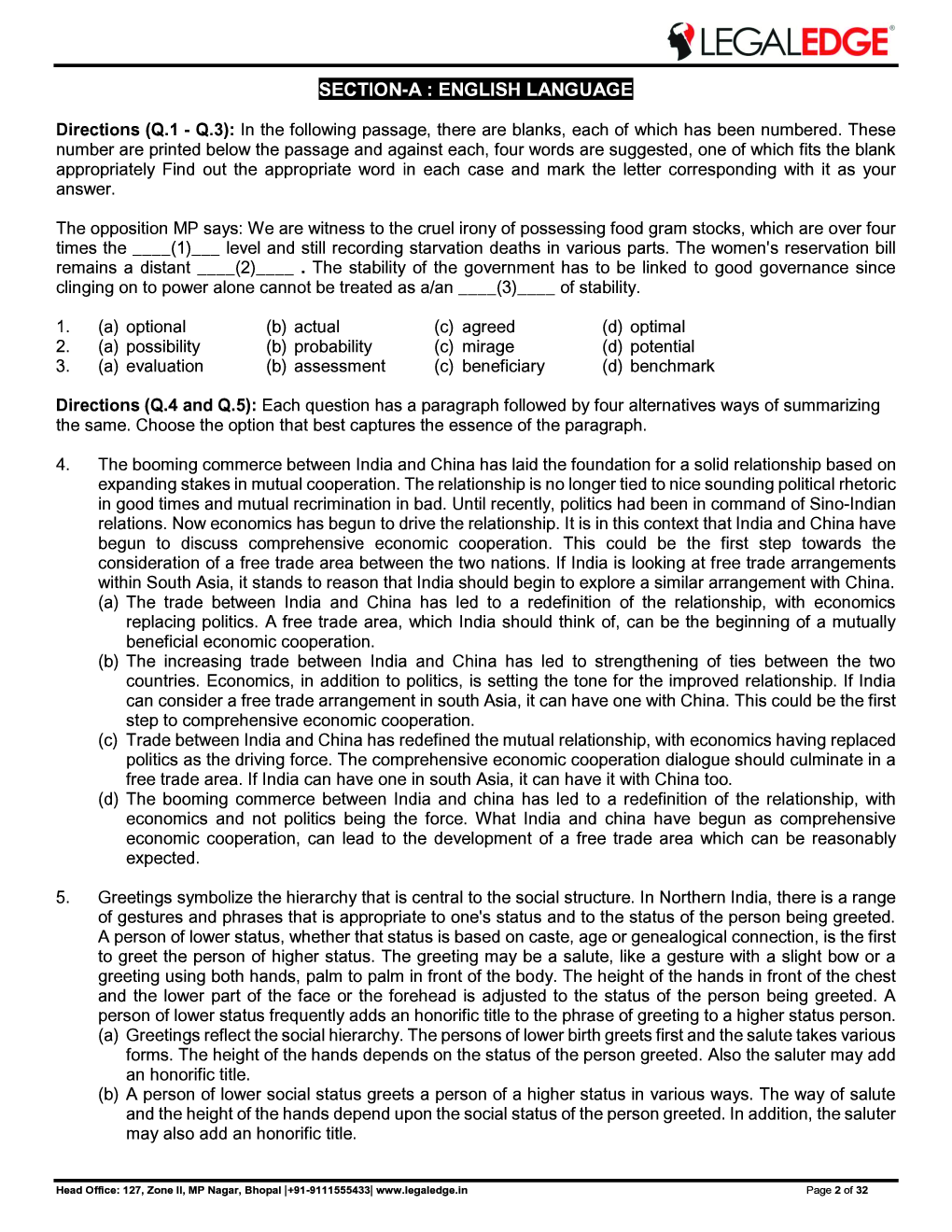 CLAT 2019 Offline Mocks 14 - Page 3