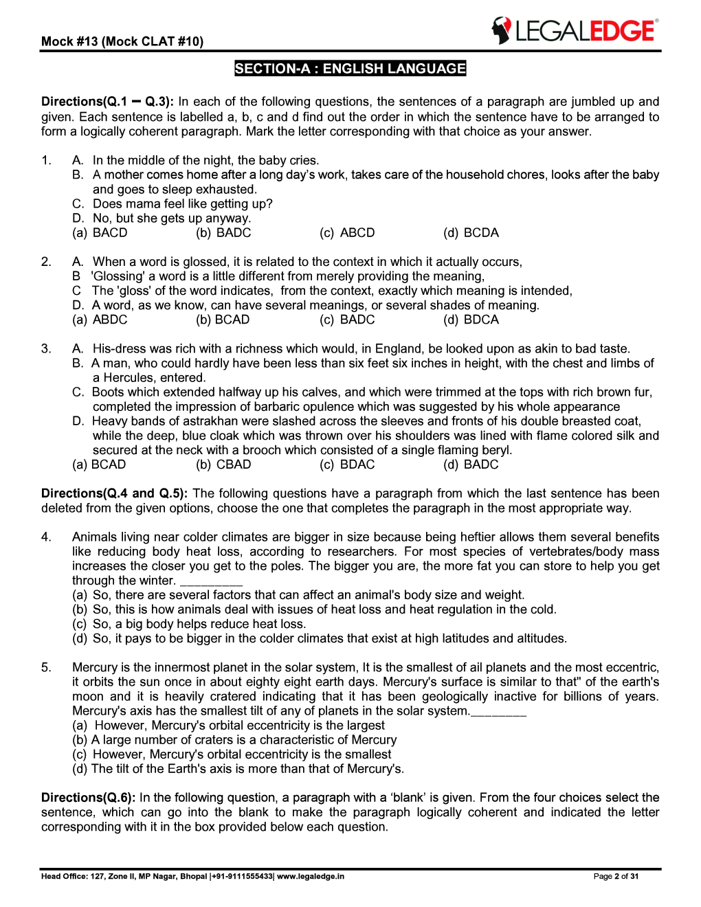 CLAT 2019 Offline Mocks 16 - Page 3