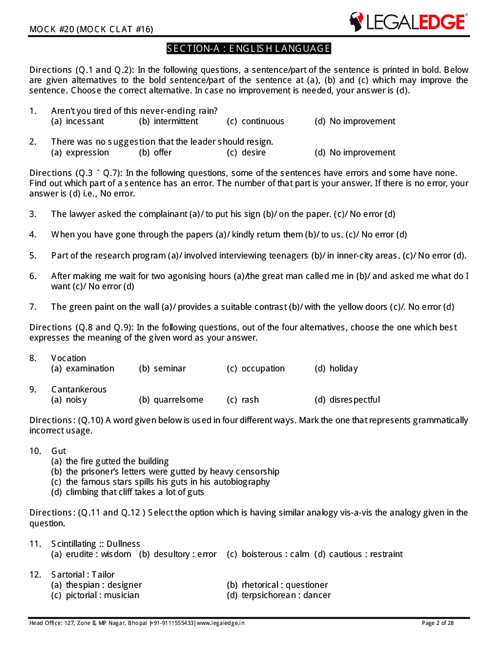 CLAT 2019 Offline Mocks 19 - Page 3