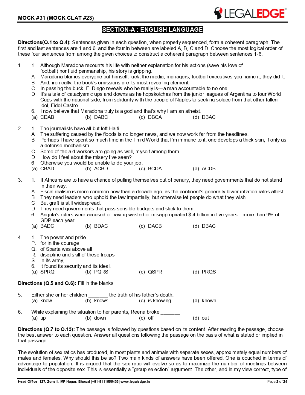 CLAT 2019 Offline Mocks 23 - Page 3