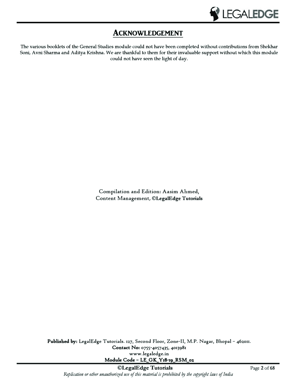 CLAT 2019 RSM General Knowledge - 6 - Page 3