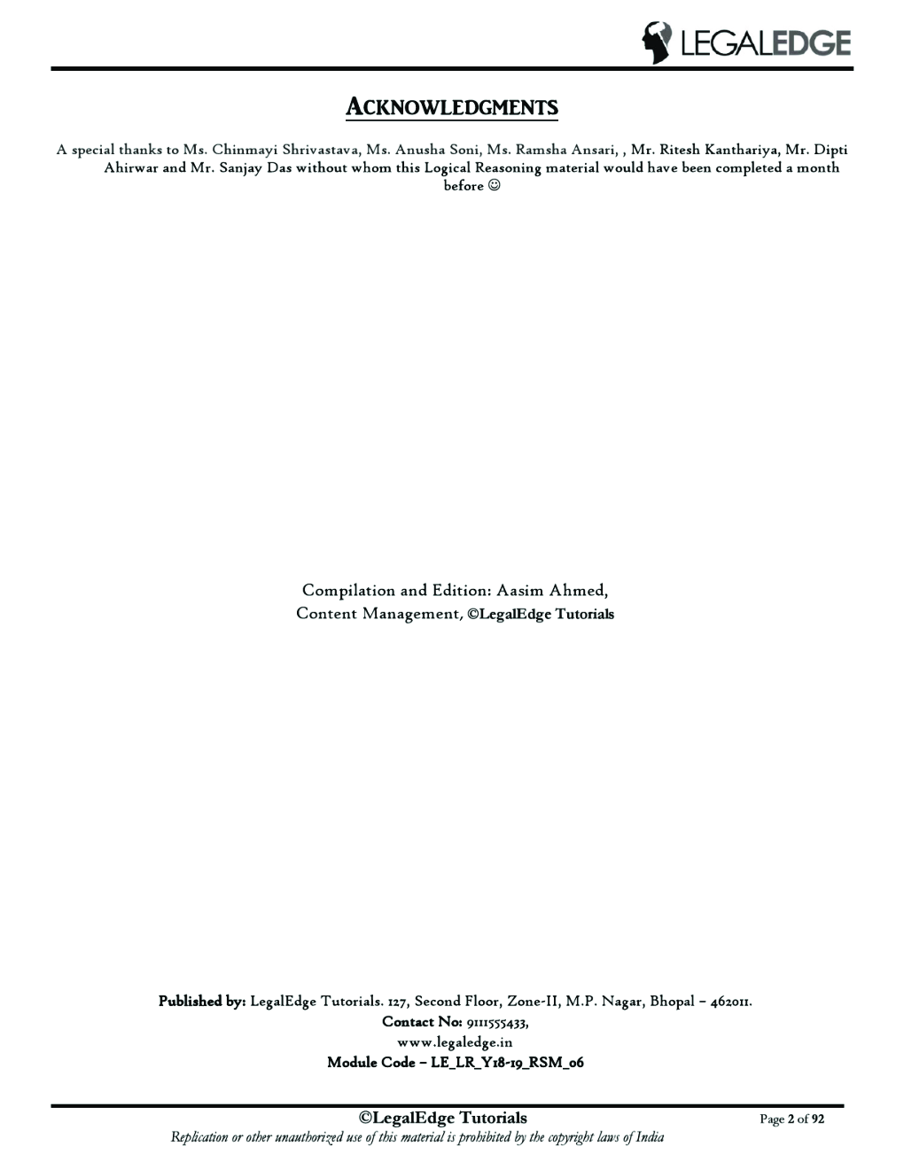 CLAT 2019 RSM Logical Reasoning - 3 - Page 3