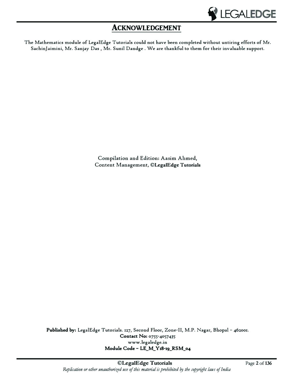 CLAT 2019 RSM Mathematics - 1 - Page 3