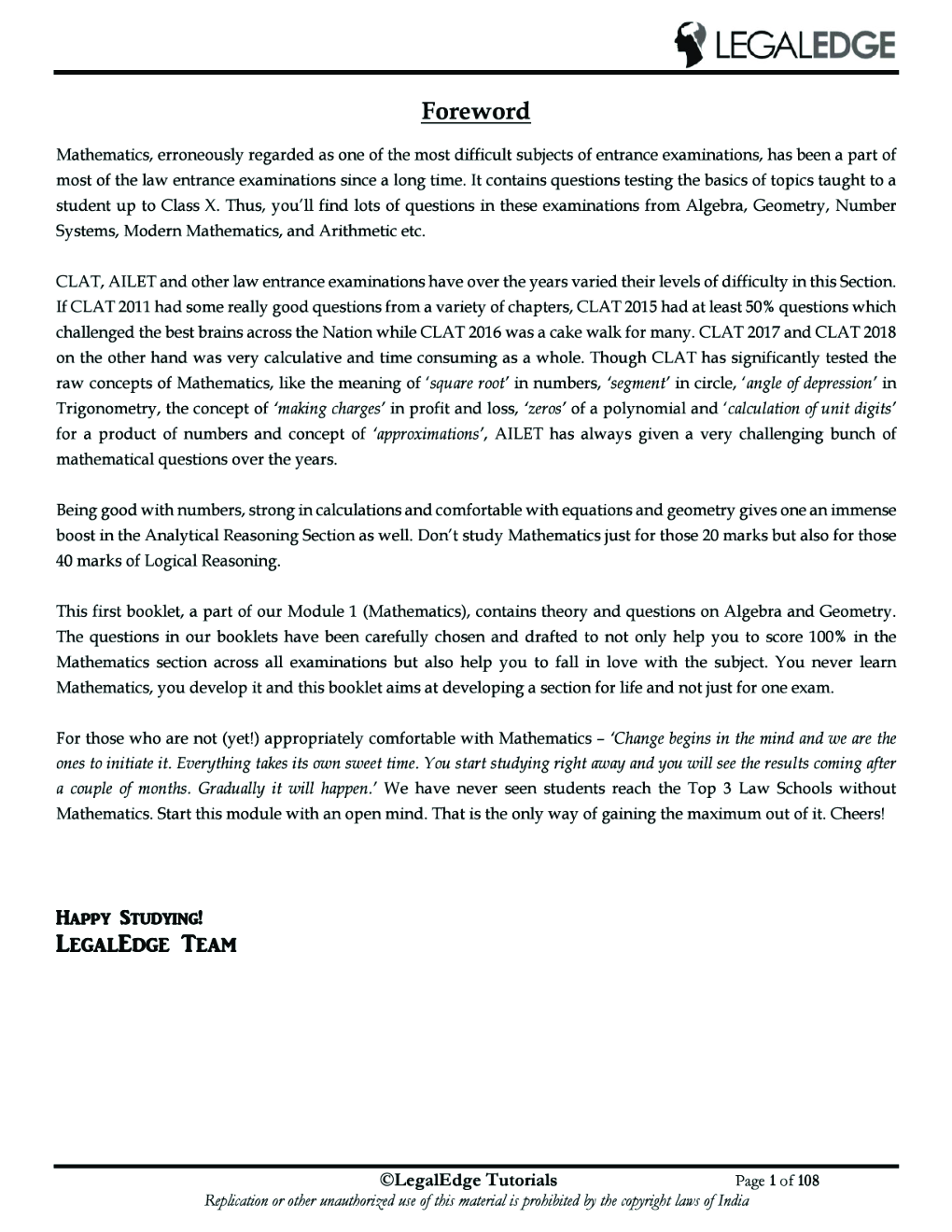 CLAT 2019 RSM Mathematics - 2 - Page 2