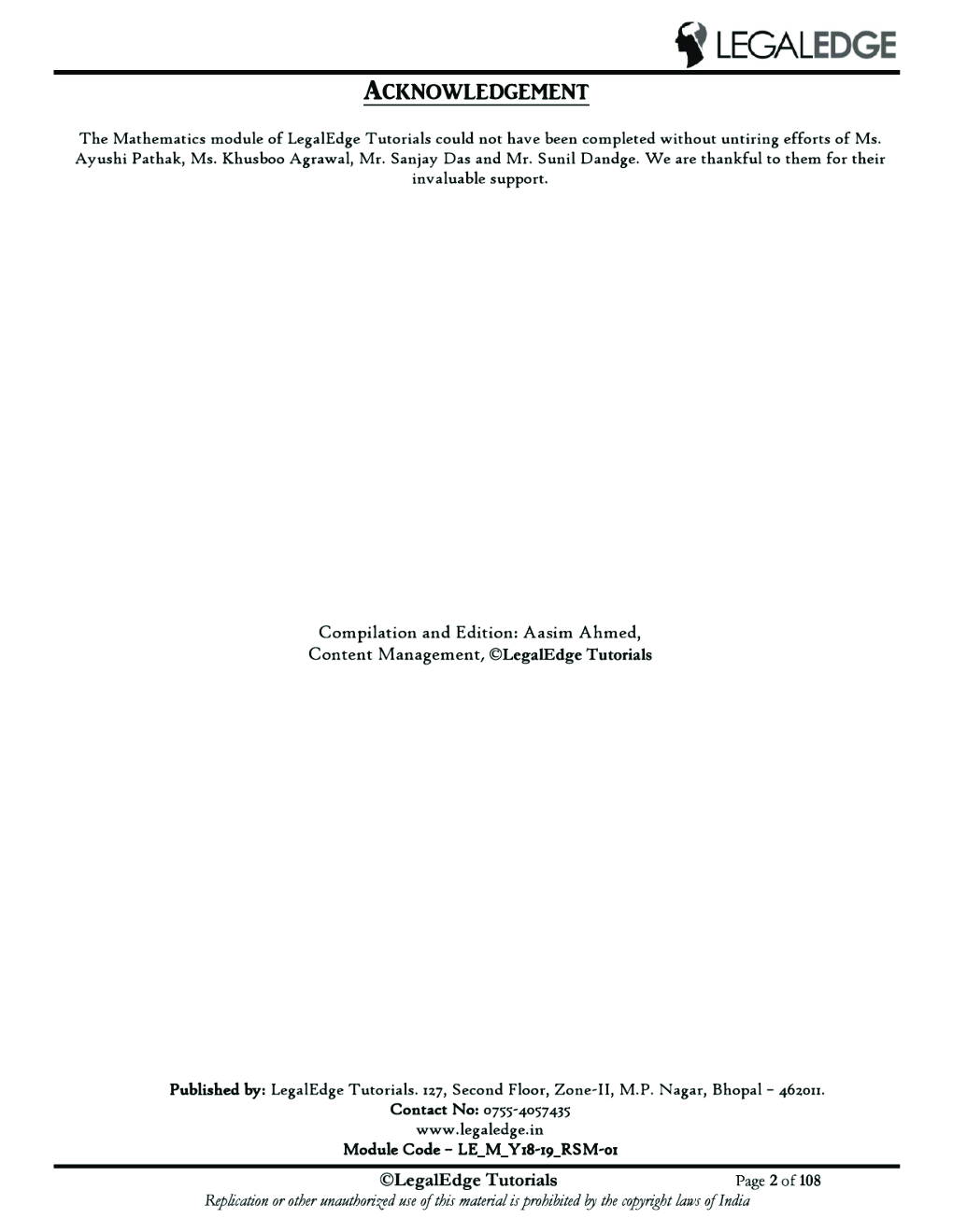 CLAT 2019 RSM Mathematics - 2 - Page 3