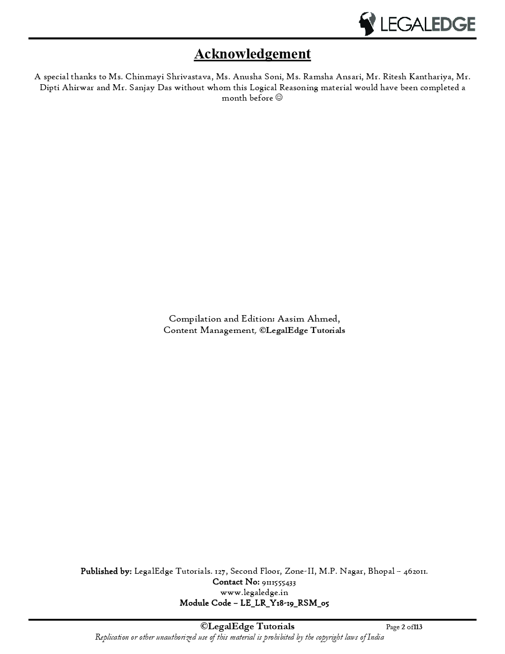 CLAT 2019 RSM Logical Reasoning - 5 - Page 3