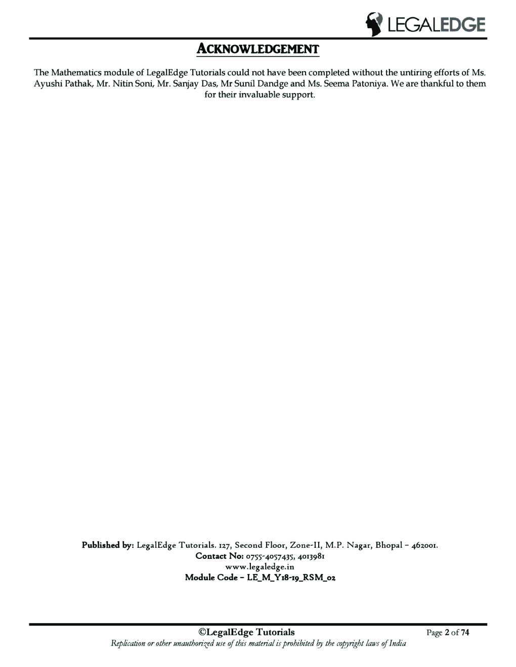 CLAT 2019 RSM Mathematics - 3 - Page 3