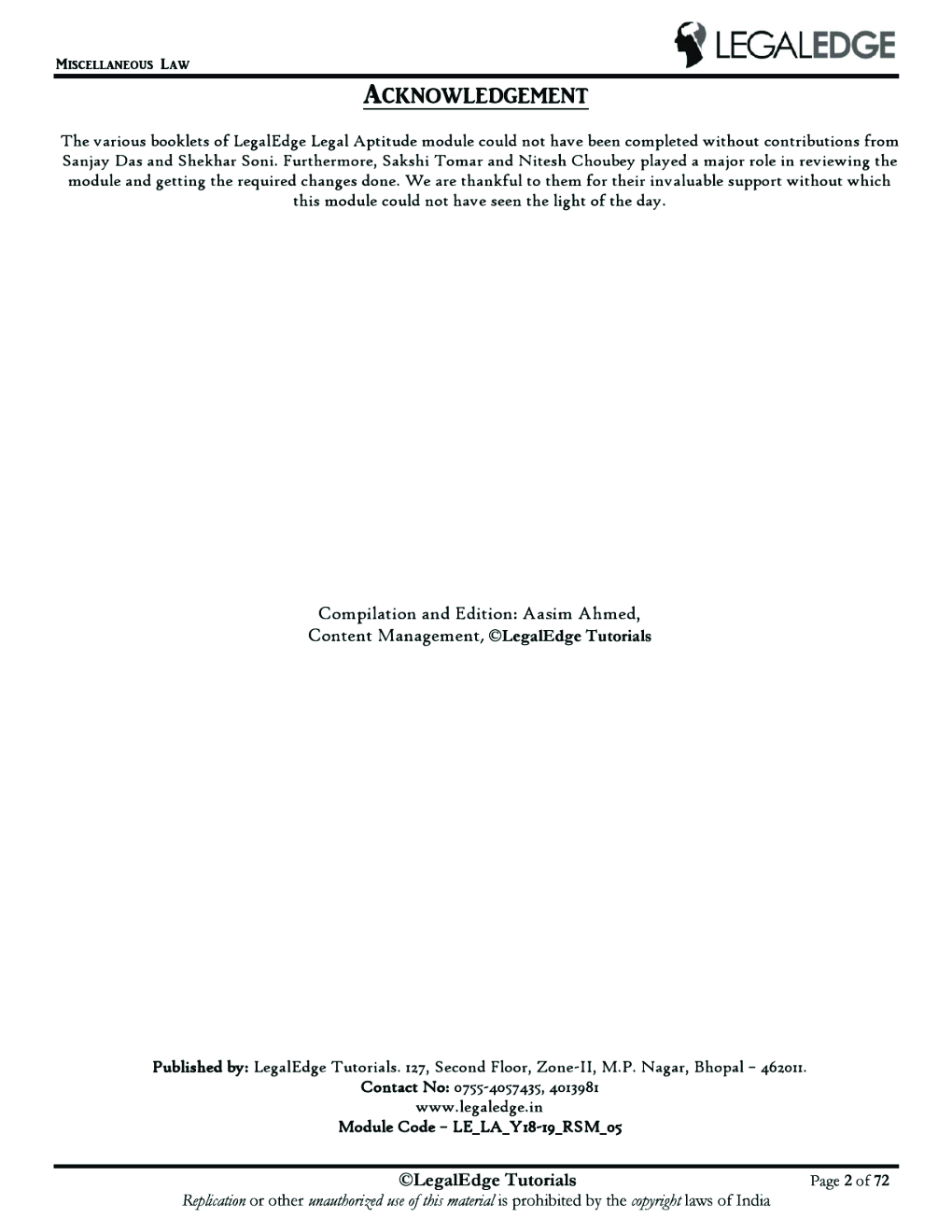 CLAT 2019 RSM Legal Aptitude - 2 - Page 3