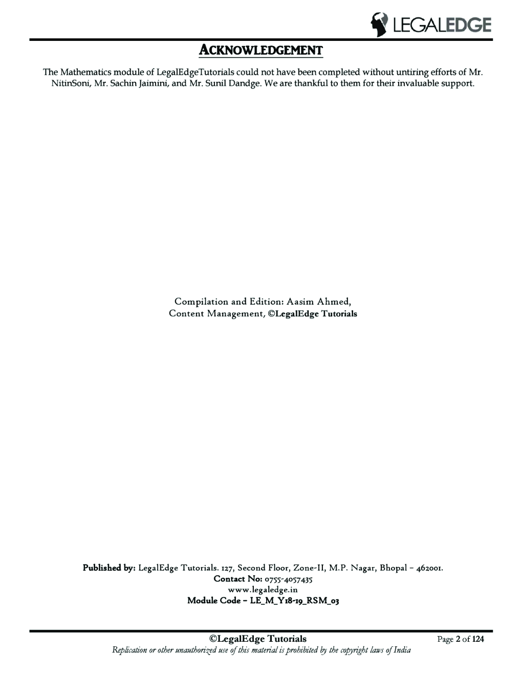 CLAT 2019 RSM Mathematics - 4 - Page 3