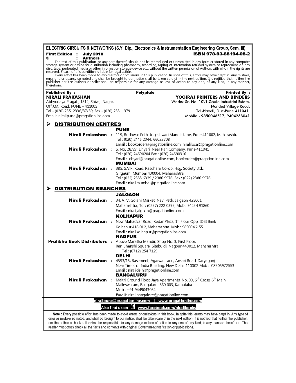 Electric Circuits And Networks - Page 3