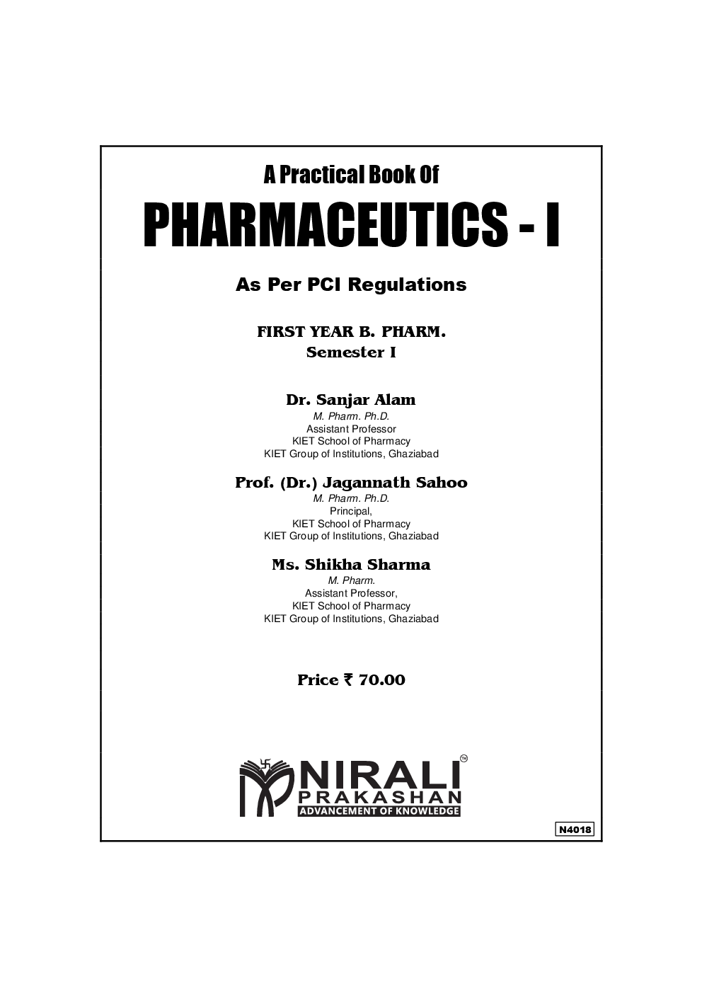 A Practical Book Of Pharmaceutics - I - Page 2