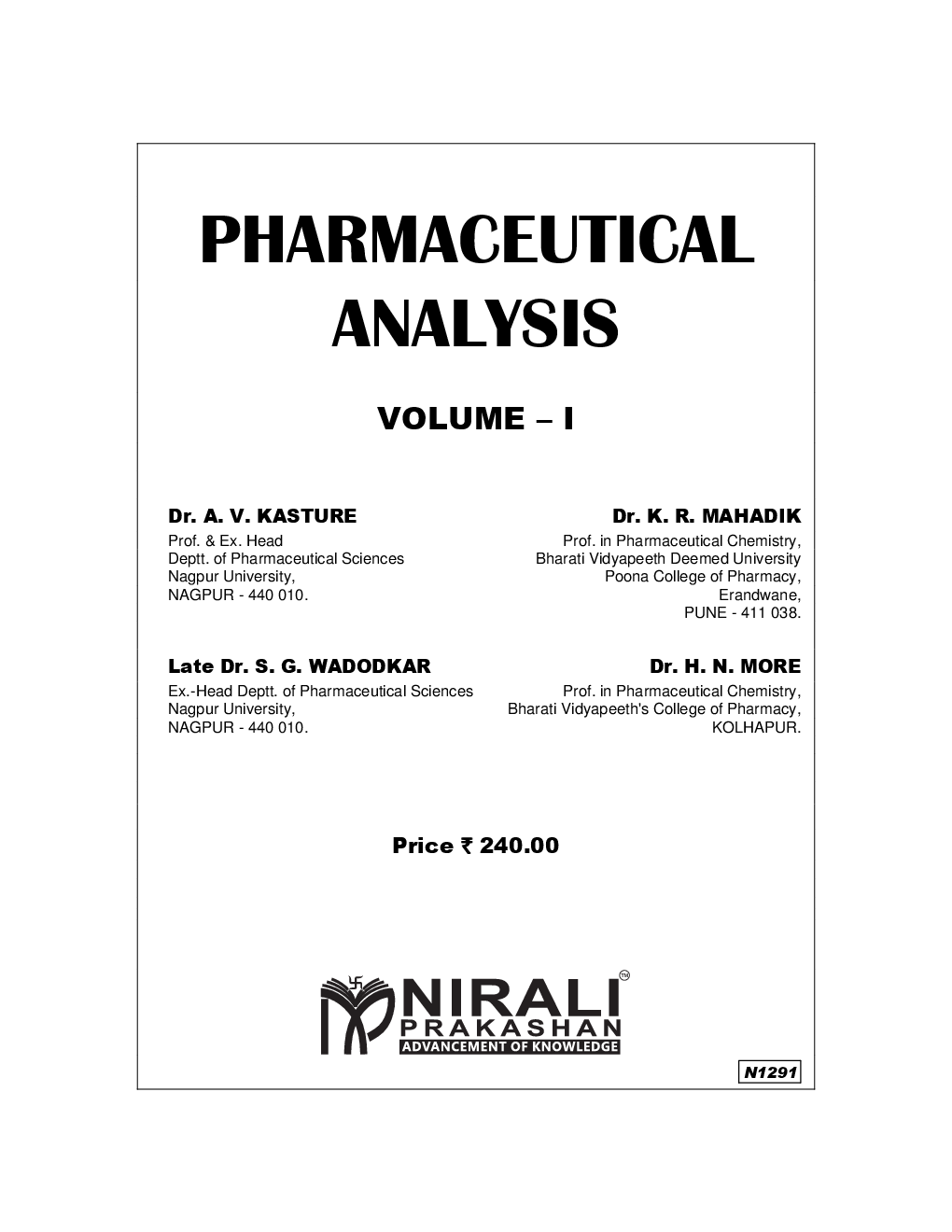 Pharmaceutical Analysis Volume - I - Page 2