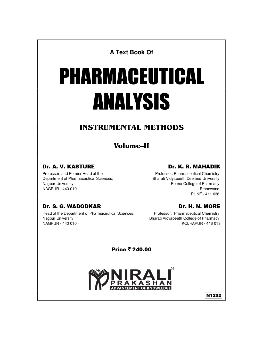 Pharmaceutical Analysis Instrumental Methods Volume - II - Page 2