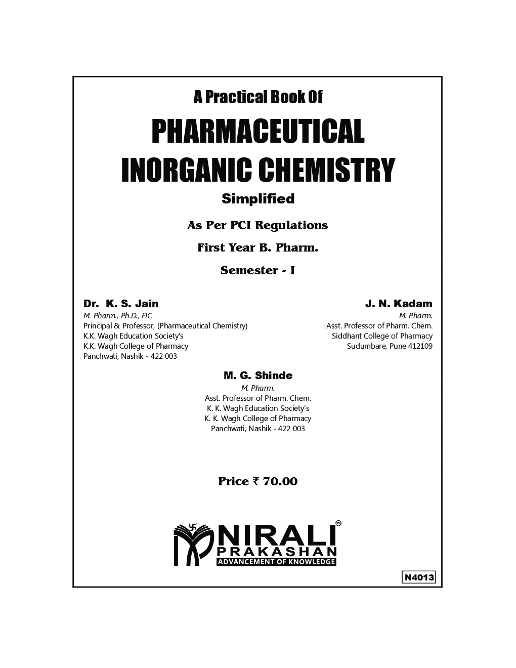 Pharmaceutical Inorganic Chemistry Simplified (Practical Book) - Page 2