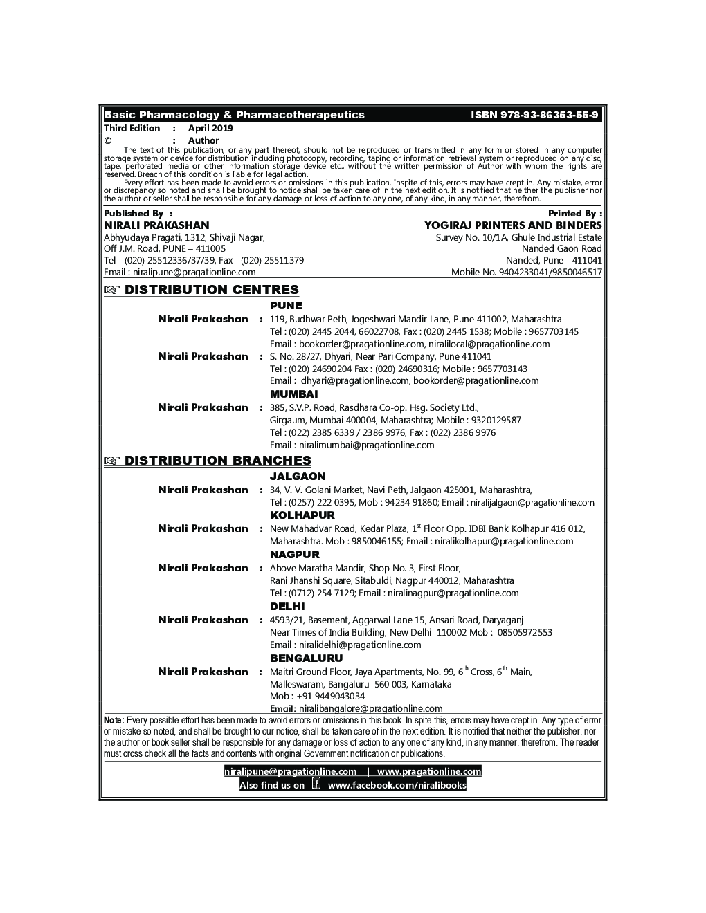 Basic Pharmacology And Pharmacotherapeutics - Page 3