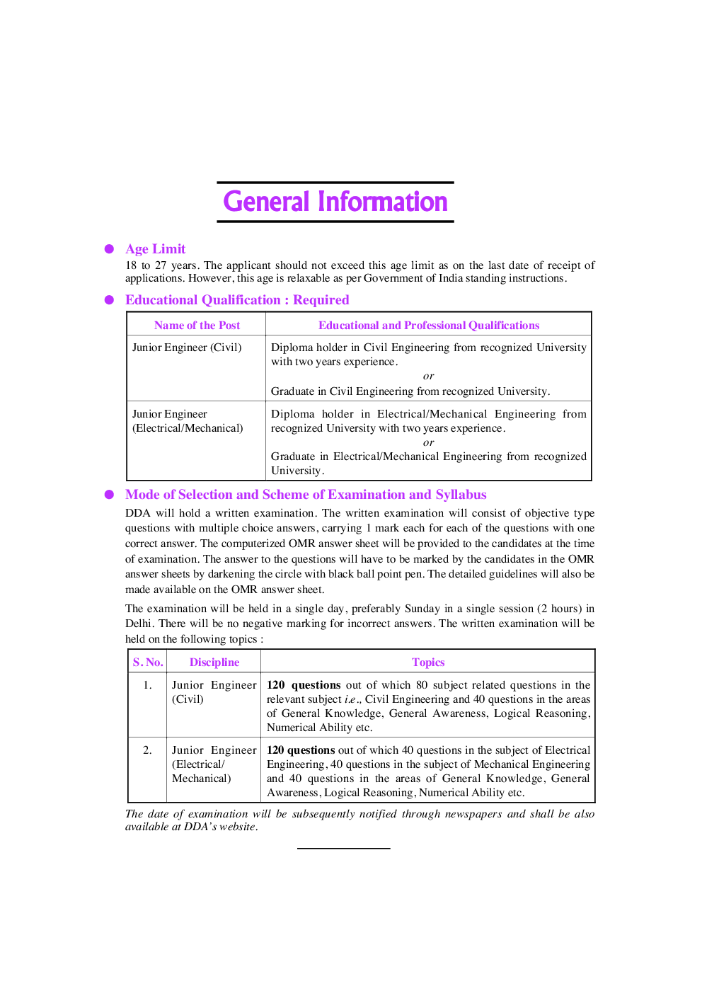 दिल्ली विकास प्राधिकरण कनिष्ठ अभियंता (सिविल /वैधुत /यांत्रिक) भर्ती परीक्षा - Page 5