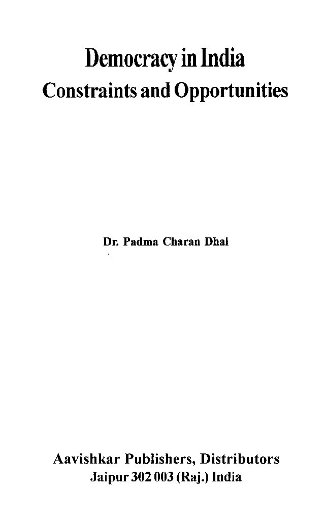 Democracy In India Constraints And Opportunities - Page 2