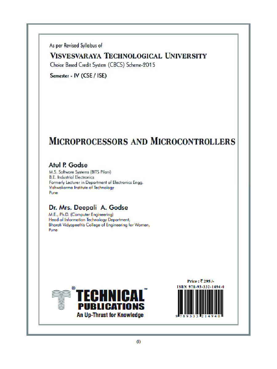 Download Microprocessors And Microcontrollers For VTU Course 17 CBCS 