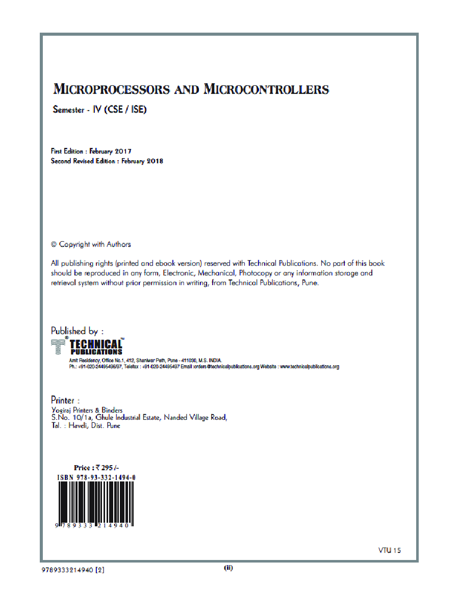 Download Microprocessors And Microcontrollers For VTU Course 17 CBCS 