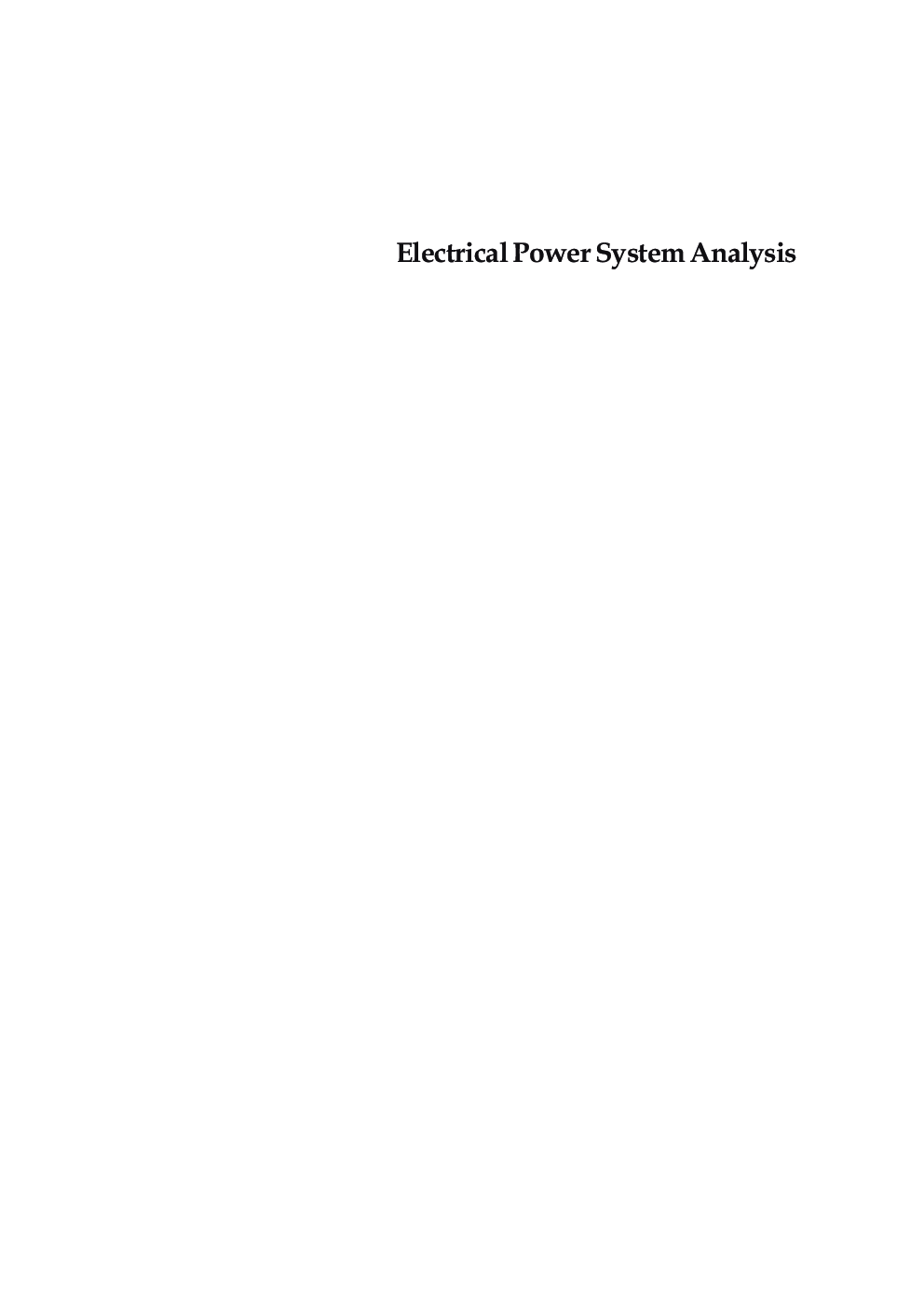 Electrical Power System Analysis - Page 3