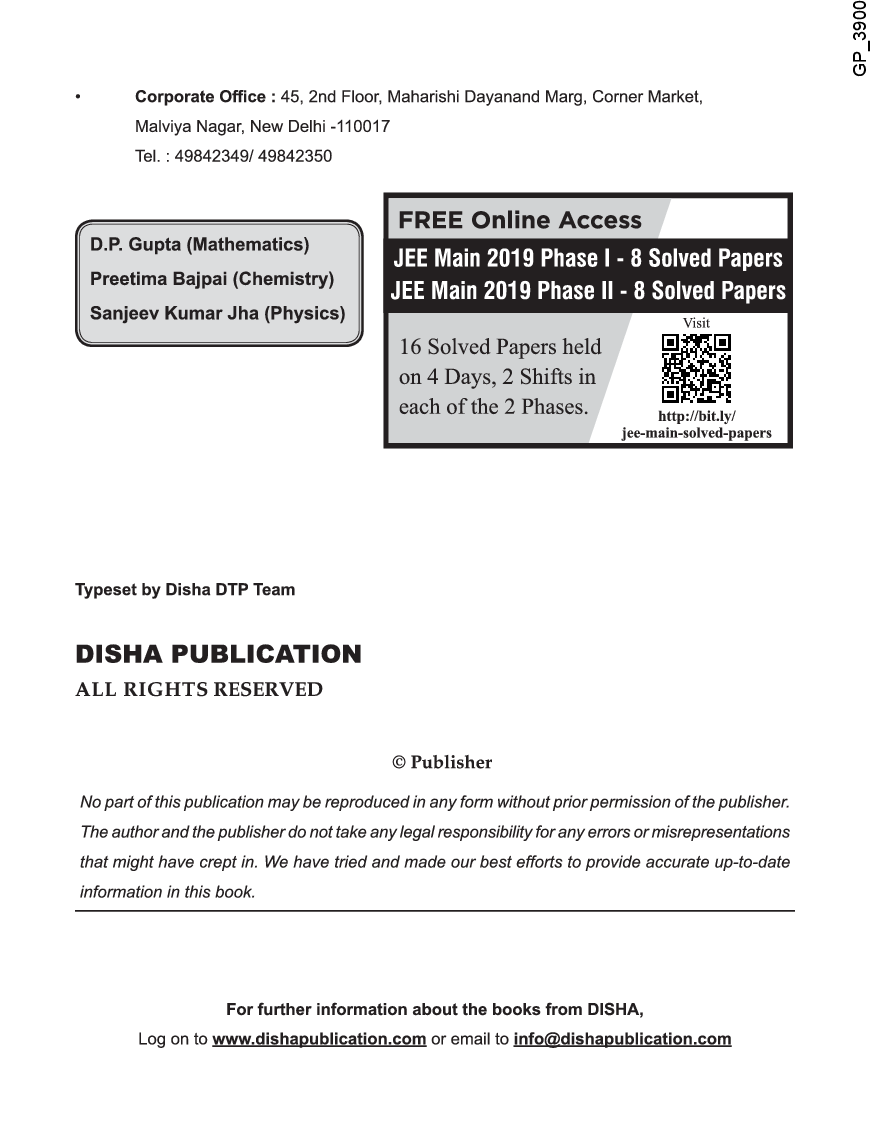 18 Years JEE MAIN Chapterwise Solved Papers (2002 - 19) 11th Edition - Page 3