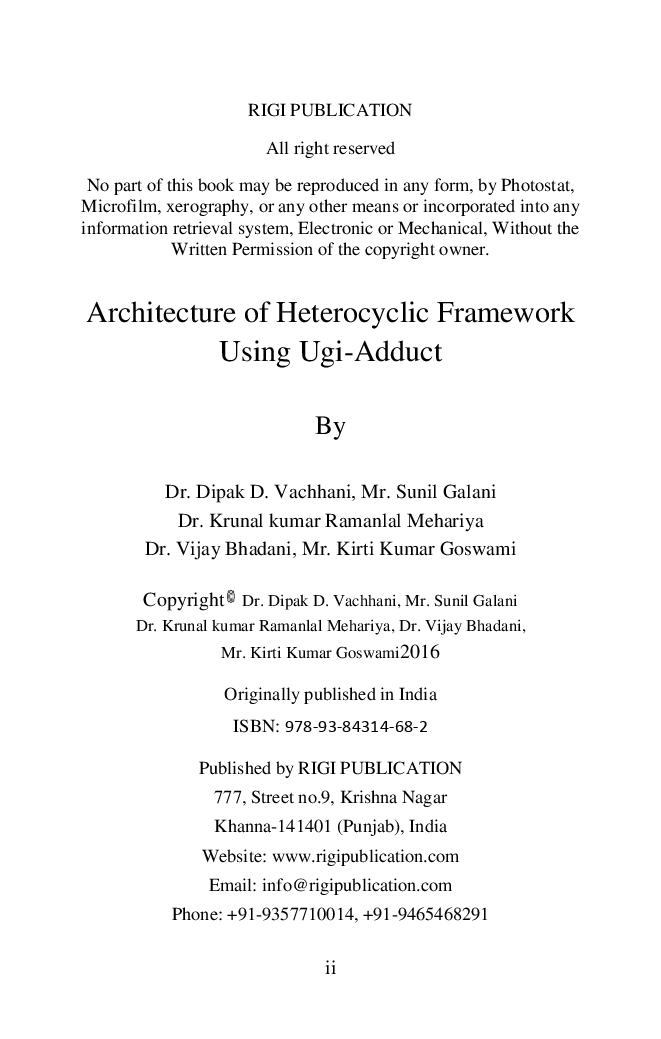 Architecture Of Heterocyclic Framework Using Ugi-adduct - Page 3