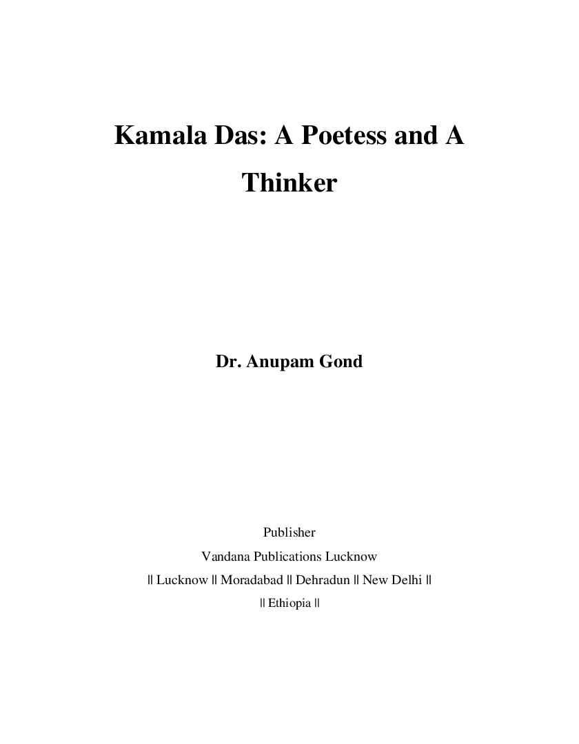 Kamala Das: A Poetess and A Thinker - Page 2