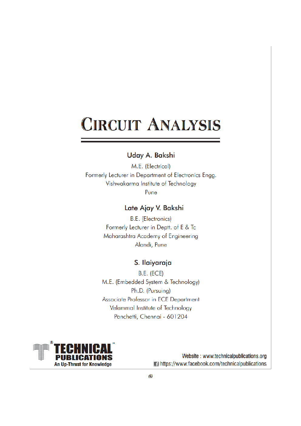 Download Circuit Analysis For Anna University By U A Bakshi Late A V Bakshi S Ilaiyaraja 