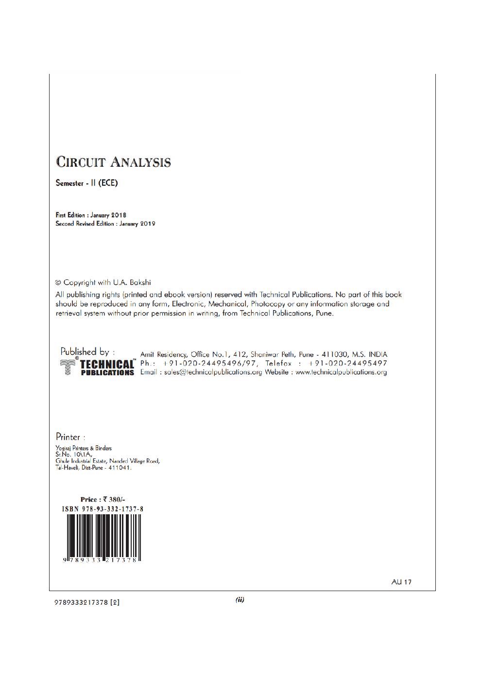 Download Anna University Circuit Analysis PDF Online By U A Bakshi