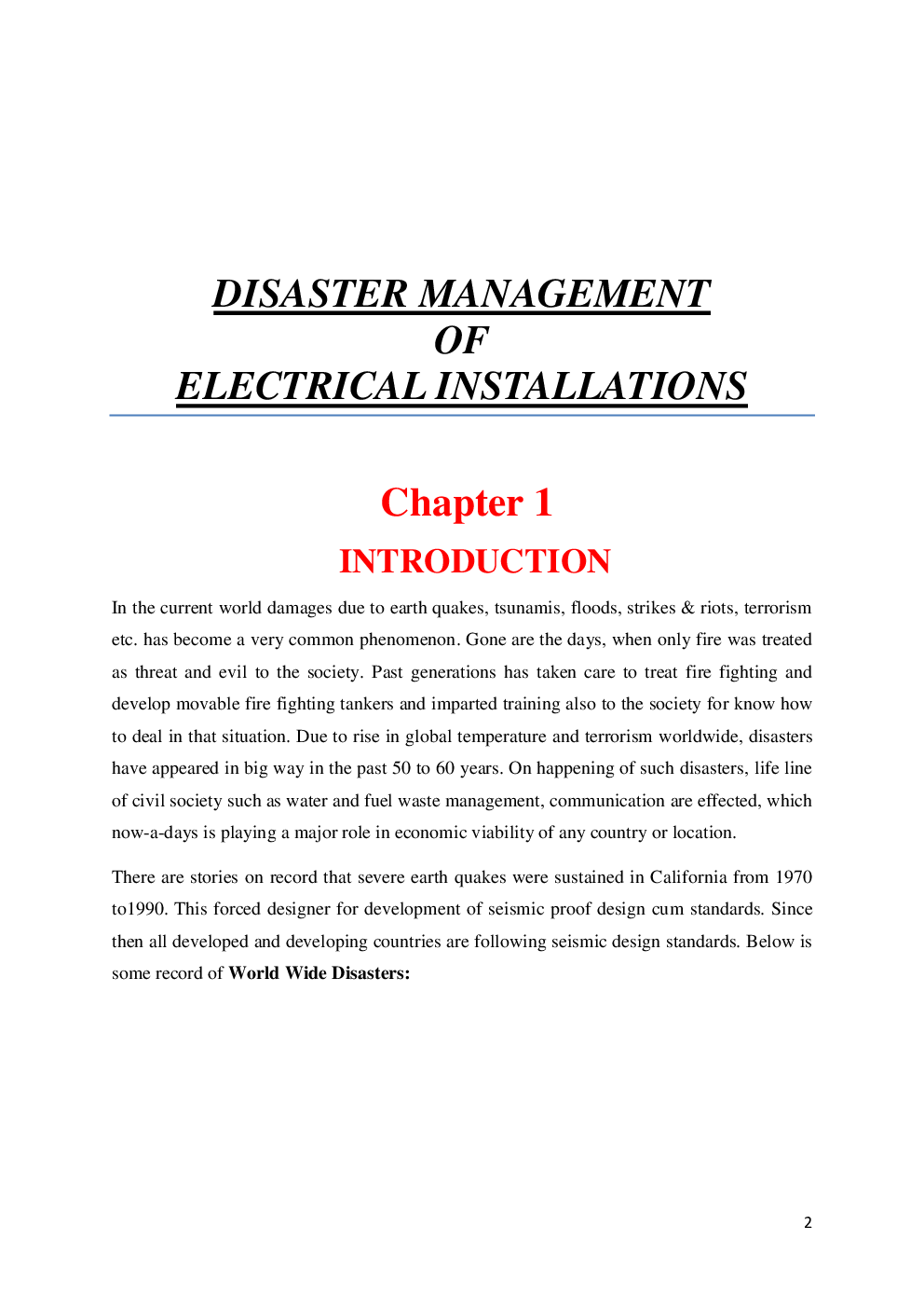 Disaster Management Of Electrical Installations - Page 3