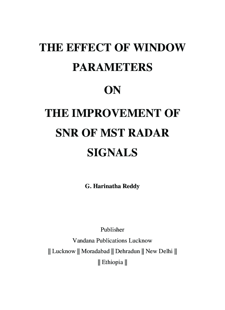 The Effect Of Window Parameters On The Improvement Of SNR Of MST Radar Signals - Page 2