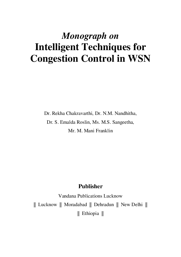 Monograph On Intelligent Techniques For Congestion Control In Wsn - Page 2