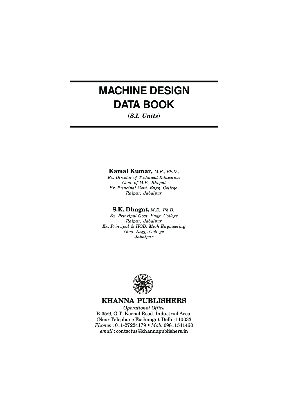 Download Machine Design Databook PDF Online 2020 by Kamal Dhagat