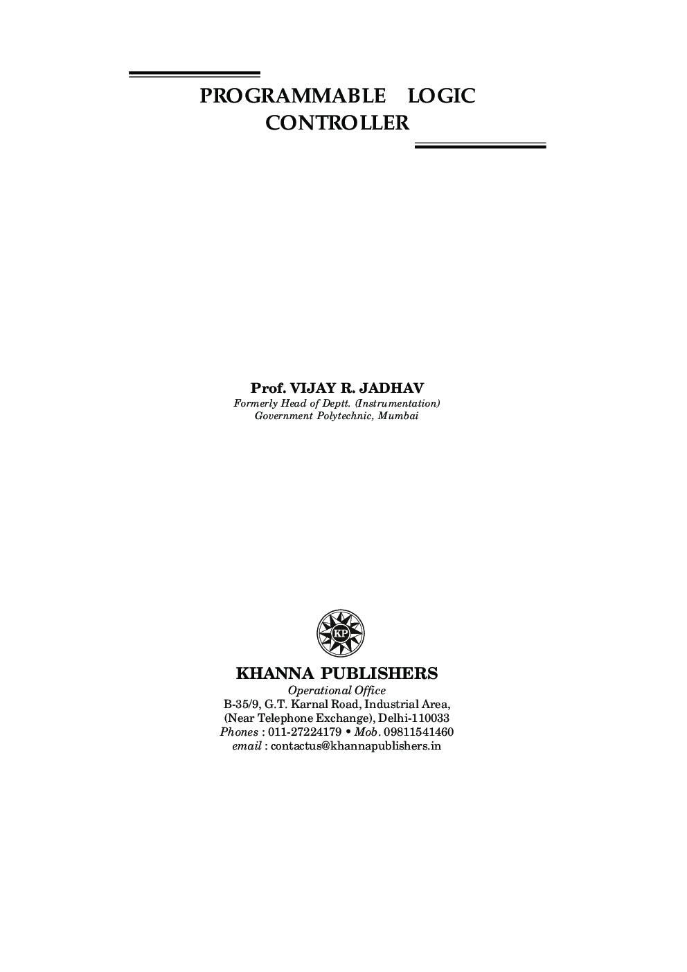 Download Programmable Logic Controller PDF Online by V. R. Jadhav