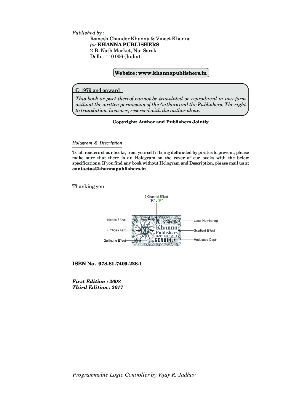 Download Programmable Logic Controller PDF Online by V. R. Jadhav