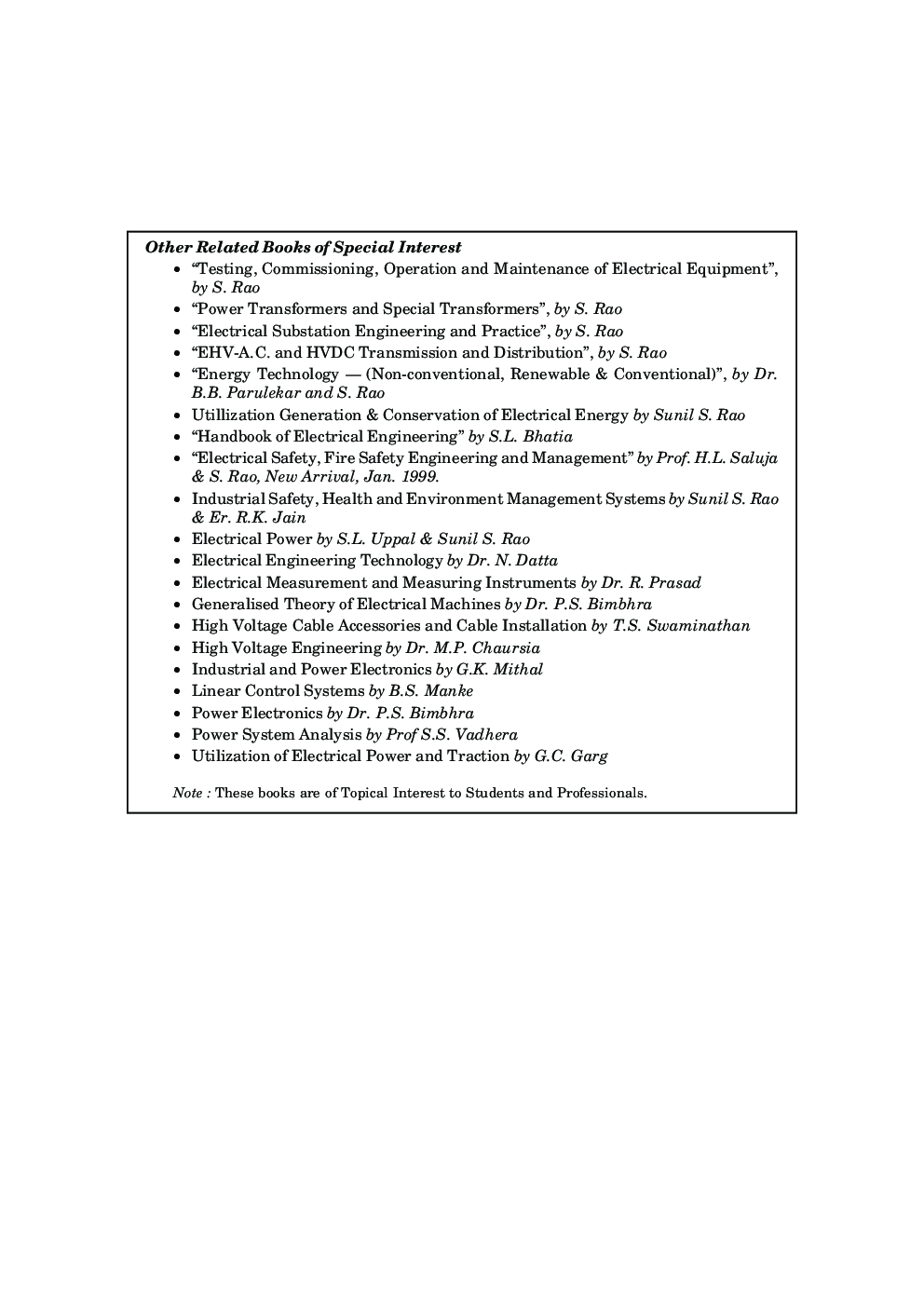 Download Switchgear Protection And Power Systems PDF Online by Sunil S. Rao